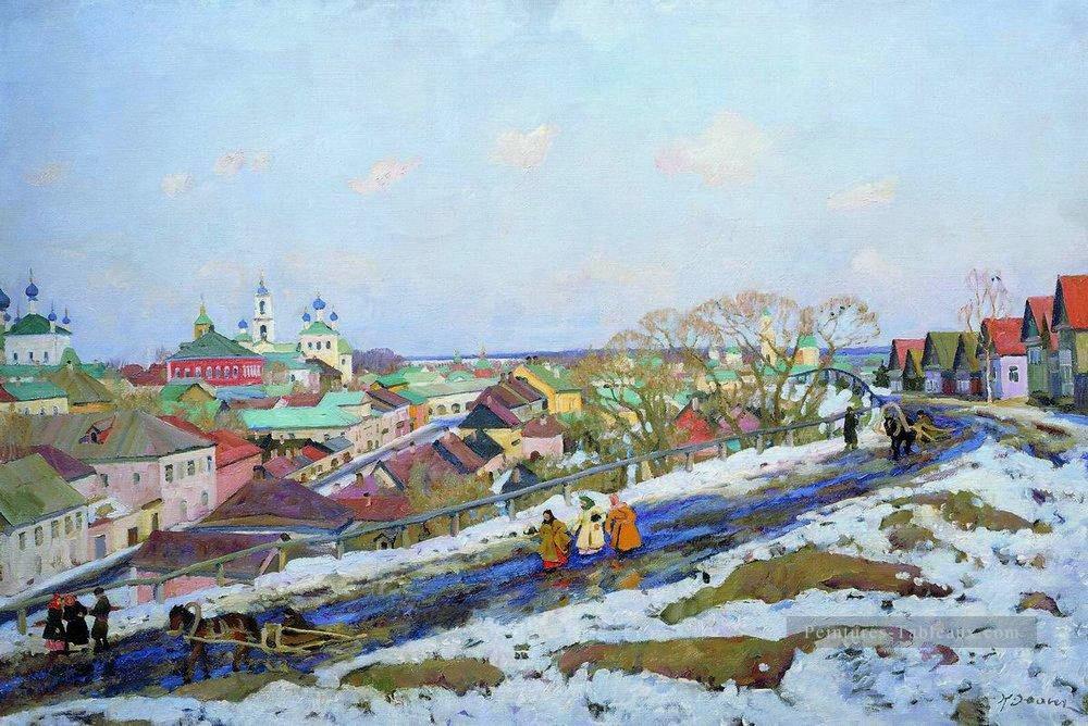 dans la province torjok tver governorate 1914 Konstantin Yuon paysage de neige Peintures à l'huile